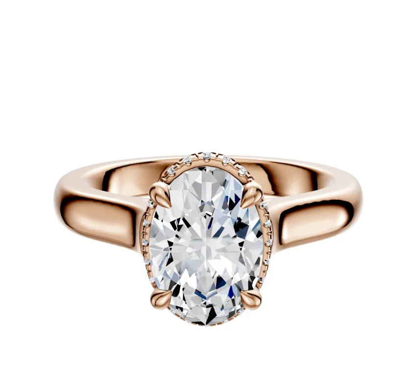 14K Rose Gold 4 Prong Collar Cathedral Dome 3.0mm Engagement Ring sold by Promise By Effy