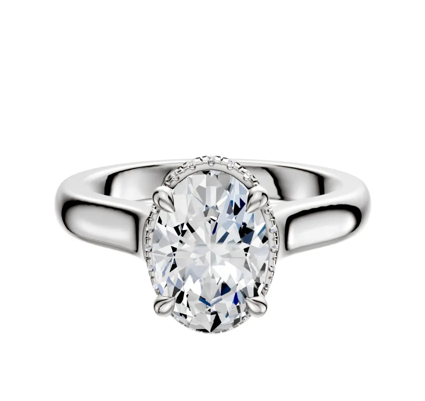 18K White Gold 4 Prong Collar Cathedral Dome 3.0mm Engagement Ring sold by Promise By Effy
