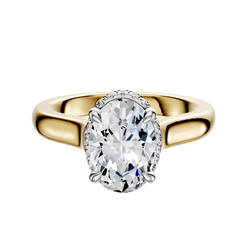 18K Two Tone 4 Prong Collar Cathedral Dome 3.0mm Engagement Ring sold by Promise By Effy