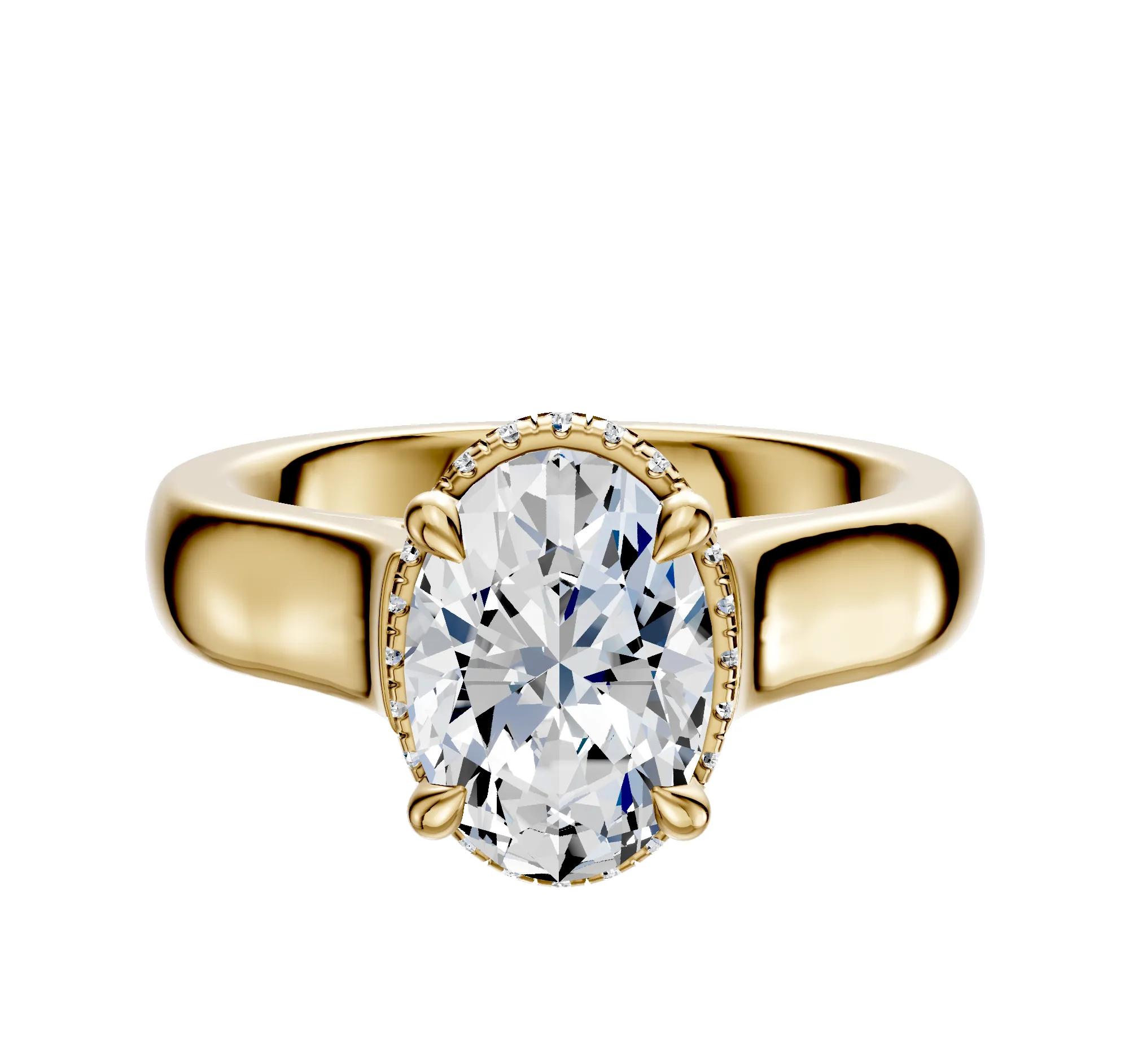 18K Yellow Gold 4 Prong Collar Cathedral Dome 4.0mm Engagement Ring sold by Promise By Effy