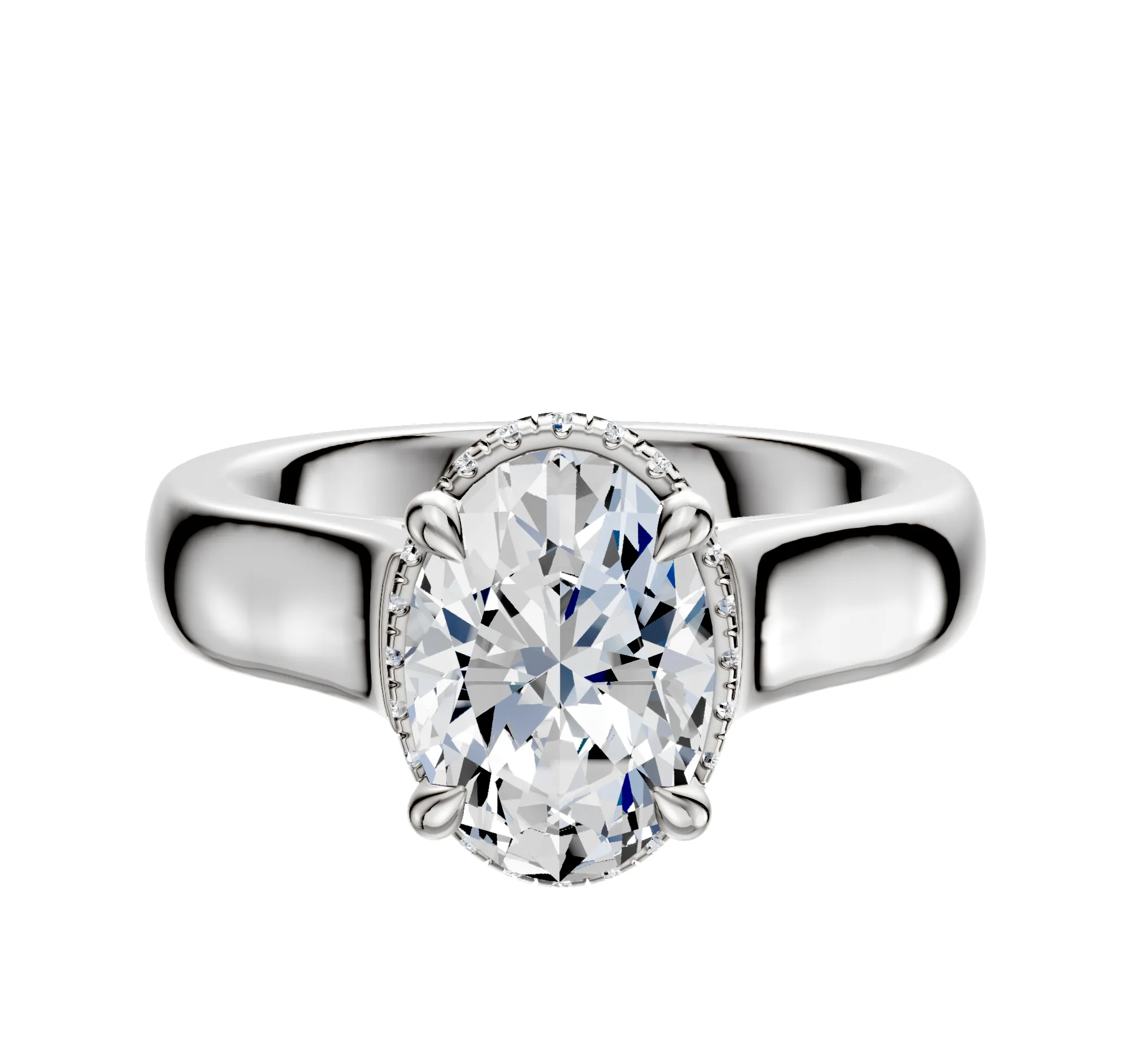 Platinum 4 Prong Collar Cathedral Dome 4.0mm Engagement Ring sold by Promise By Effy