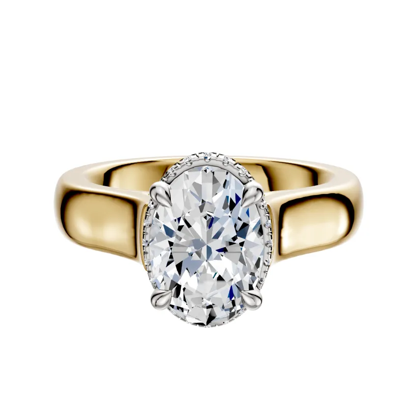 18K Two Tone 4 Prong Collar Cathedral Dome 4.0mm Engagement Ring sold by Promise By Effy