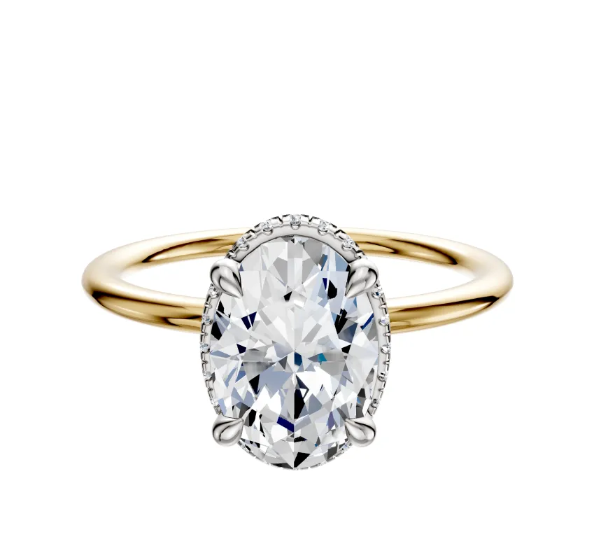 14K Two Tone 4 Prong Collar Classic Dome 1.5mm Engagement Ring sold by Promise By Effy