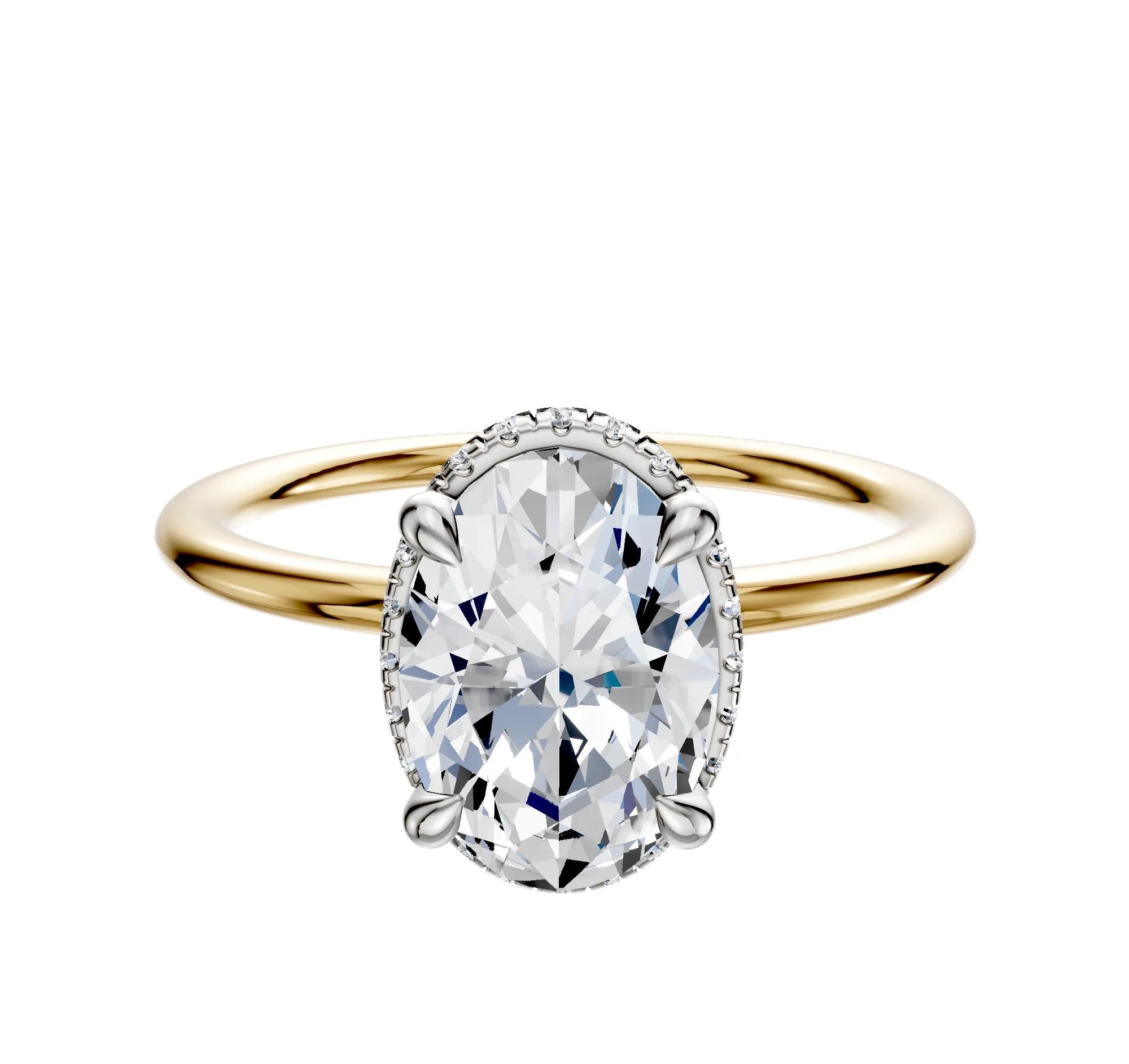 18K Two Tone 4 Prong Collar Classic Dome 1.5mm Engagement Ring sold by Promise By Effy