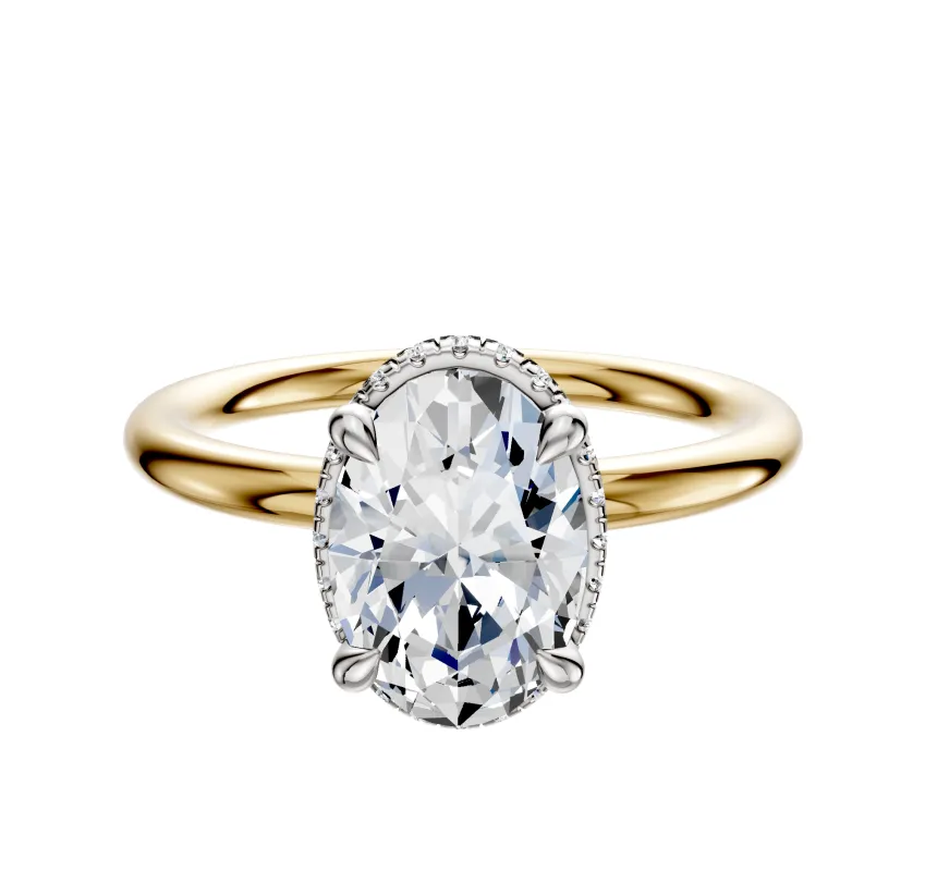 14K Two Tone 4 Prong Collar Classic Dome 2.0mm Engagement Ring sold by Promise By Effy