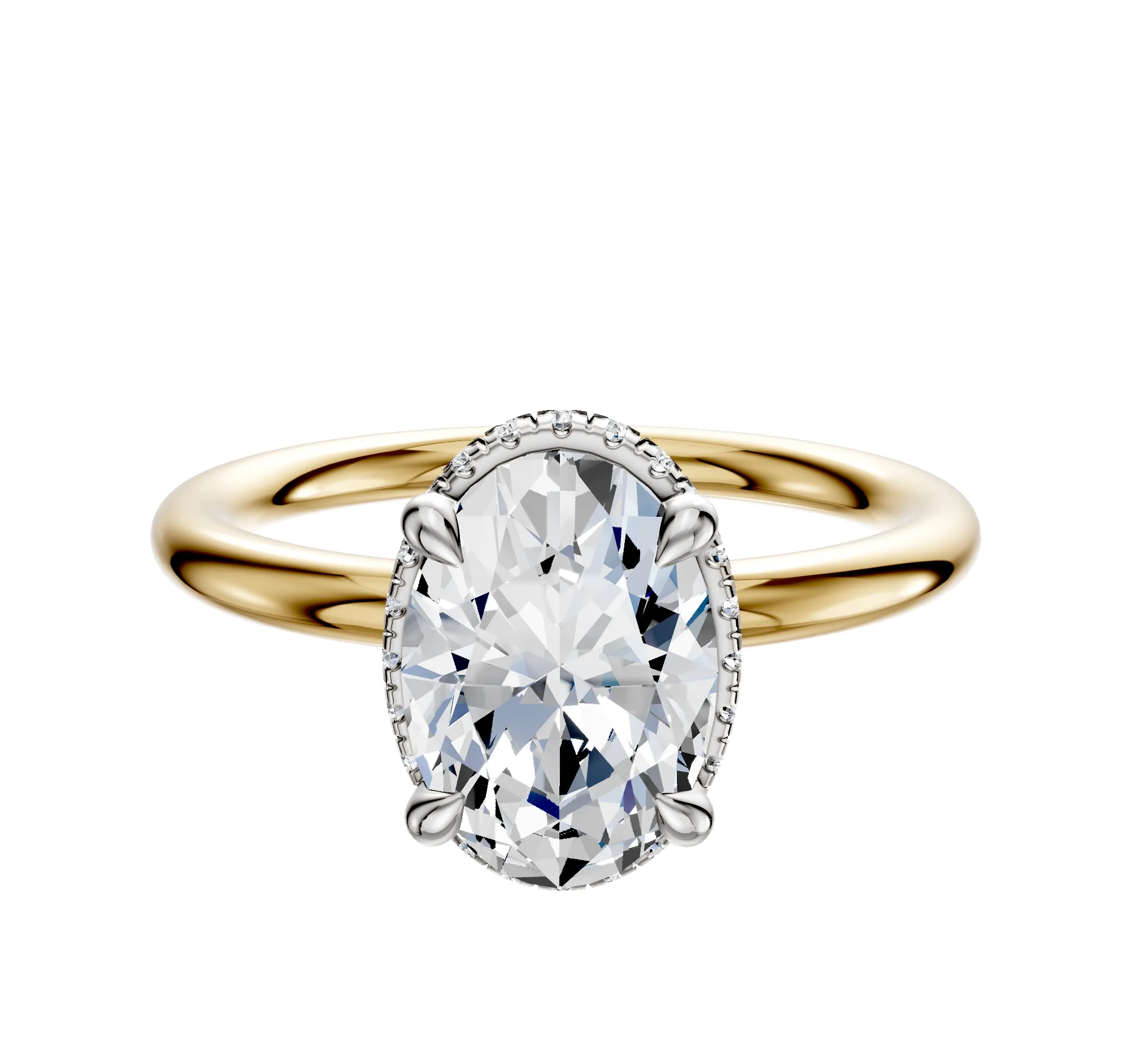 18K Two Tone 4 Prong Collar Classic Dome 2.0mm Engagement Ring sold by Promise By Effy