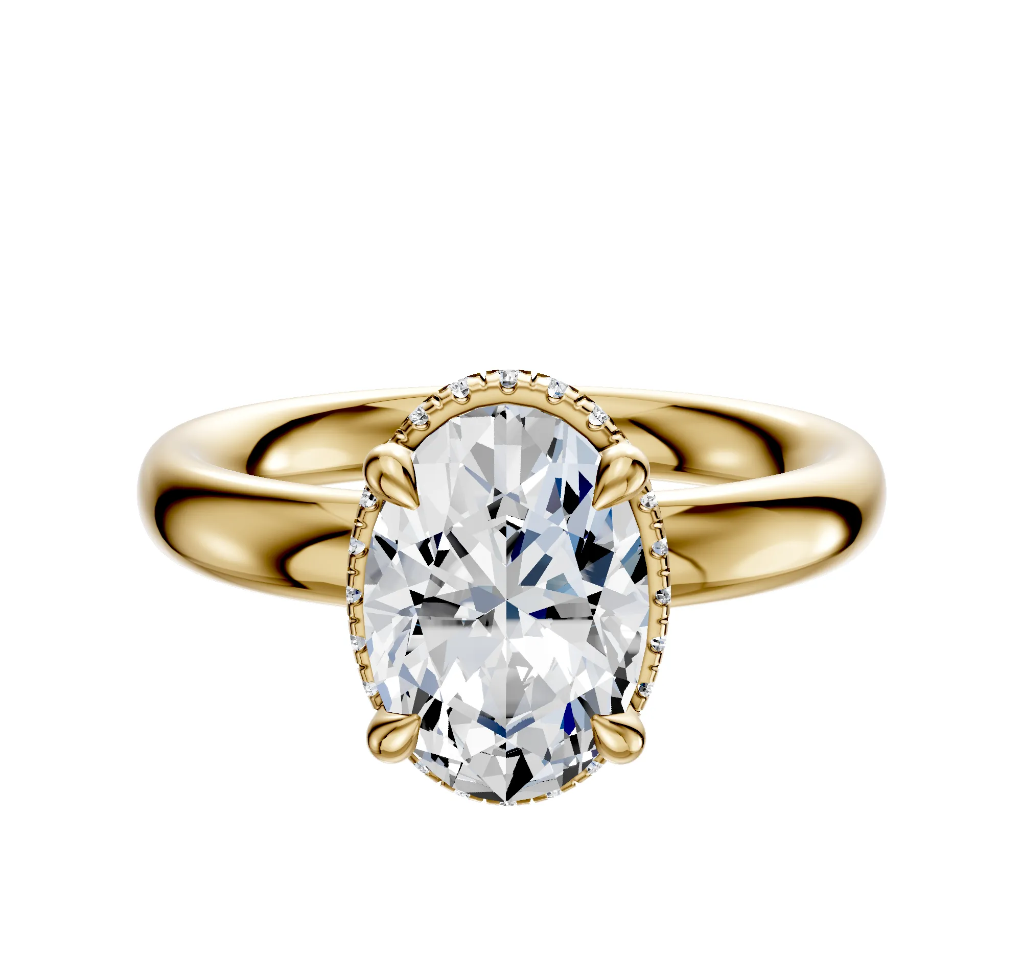 14K Yellow Gold 4 Prong Collar Classic Dome 3.0mm Engagement Ring sold by Promise By Effy