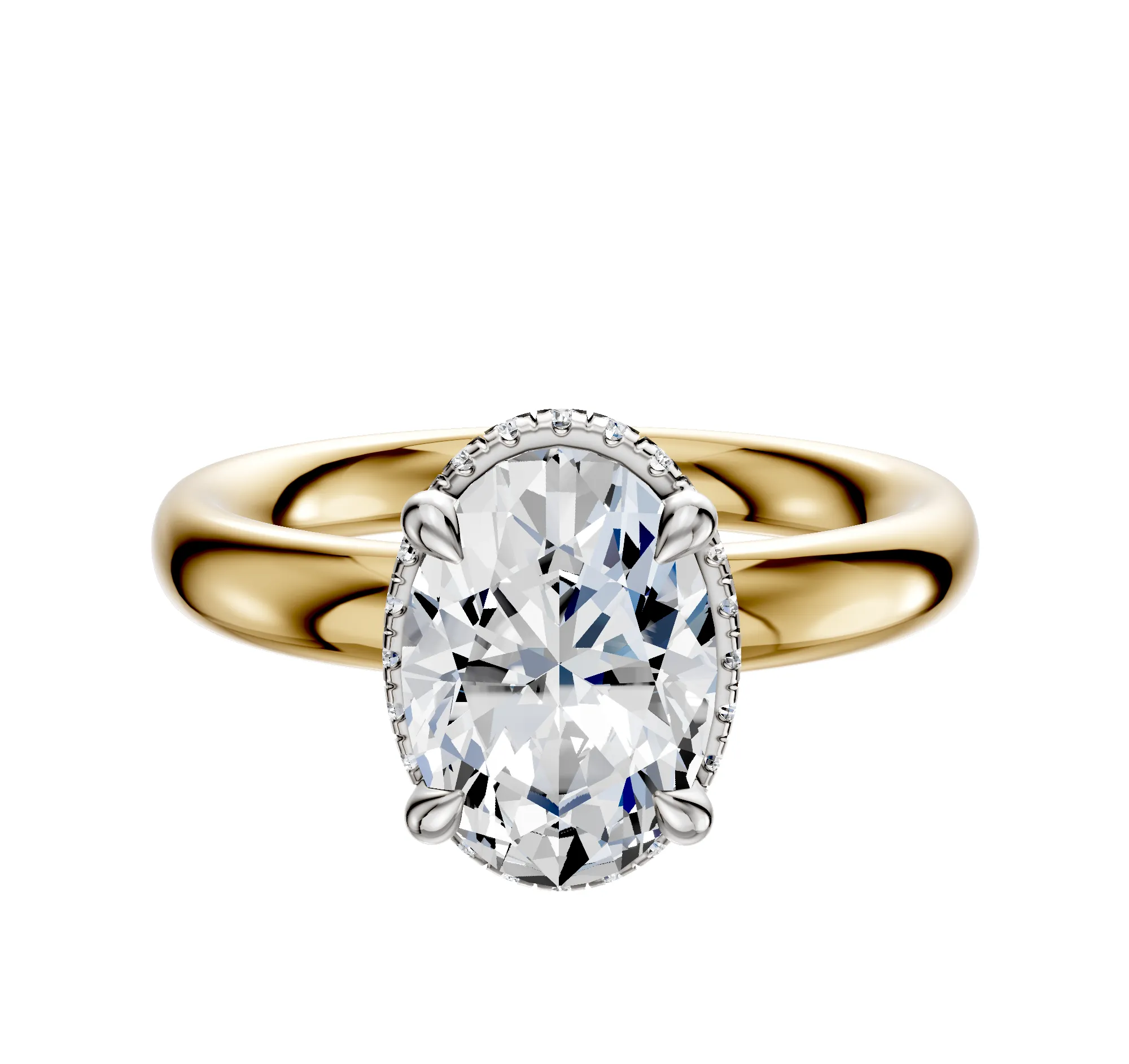 18K Two Tone 4 Prong Collar Classic Dome 3.0mm Engagement Ring sold by Promise By Effy