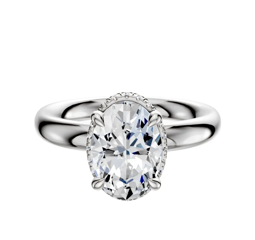 Platinum 4 Prong Collar Classic Dome 3.0mm Engagement Ring sold by Promise By Effy