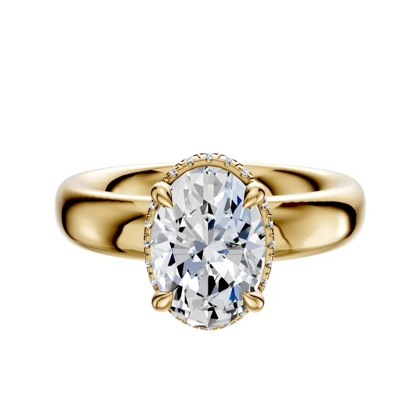 14K Yellow Gold 4 Prong Collar Classic Dome 4.0mm Engagement Ring made by Promise By Effy