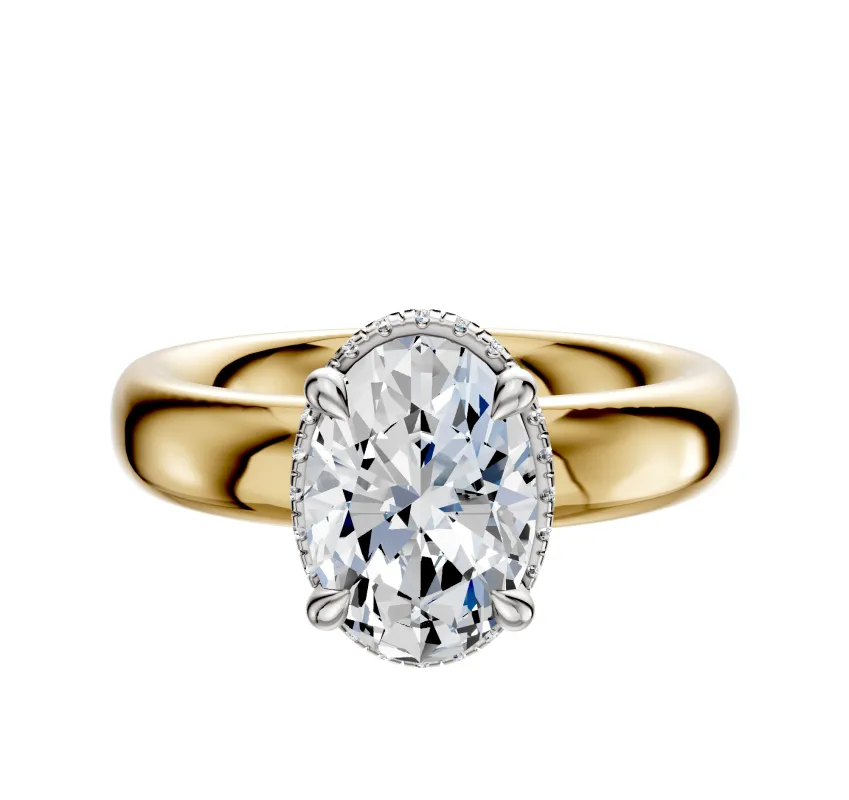 18K Two Tone 4 Prong Collar Classic Dome 4.0mm Engagement Ring sold by Promise By Effy