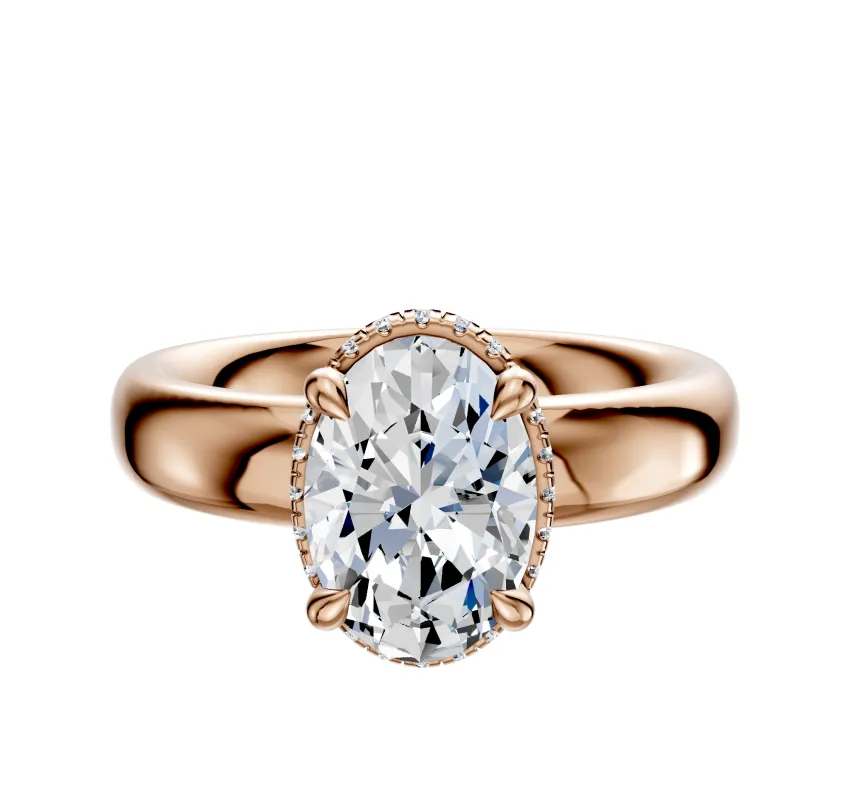 18K Rose Gold 4 Prong Collar Classic Dome 4.0mm Engagement Ring sold by Promise By Effy