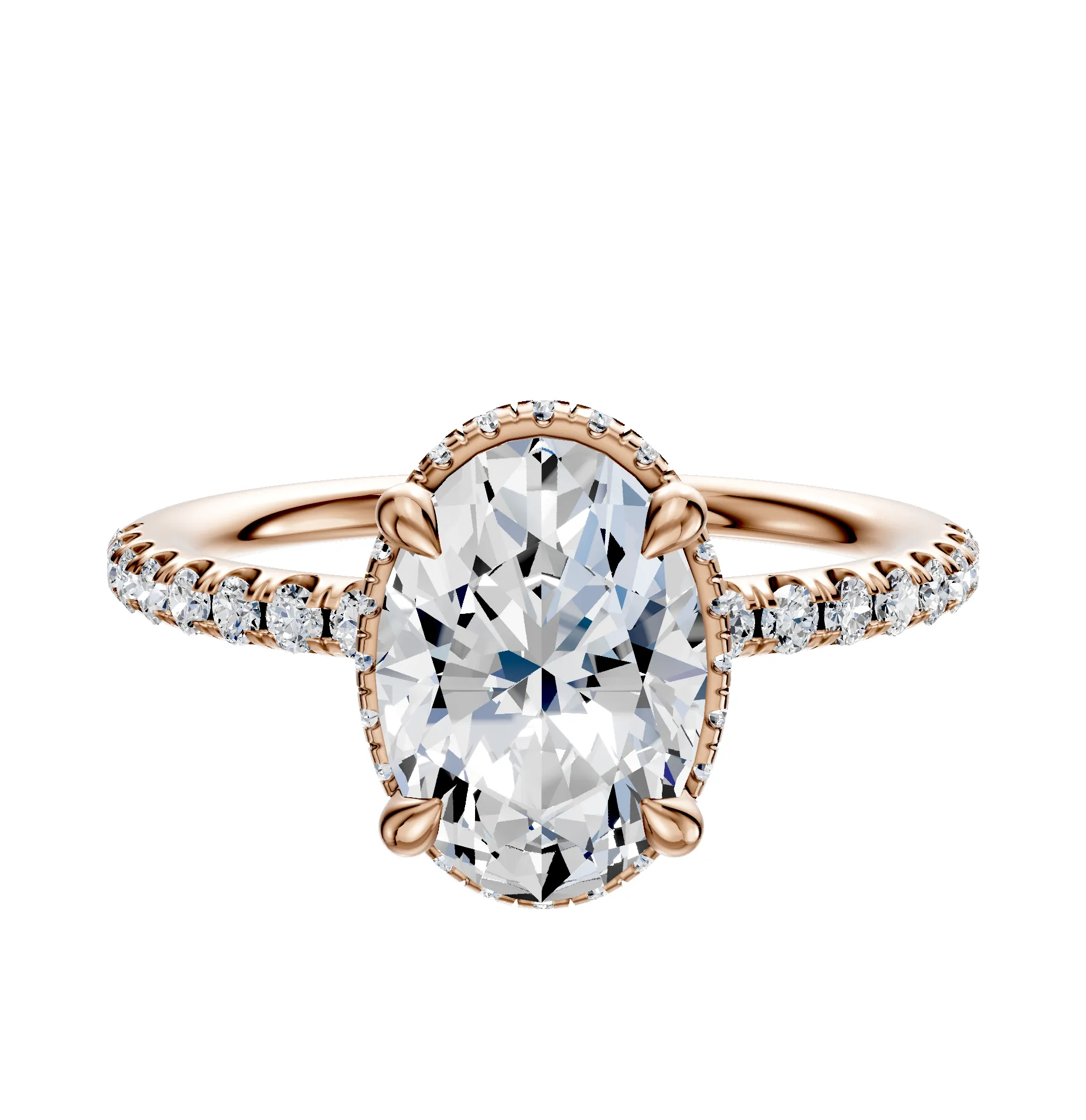 18K Rose Gold 4 Prong Collar Classic Dome 1-Row-Pave 2.5mm Engagement Ring sold by Promise By Effy