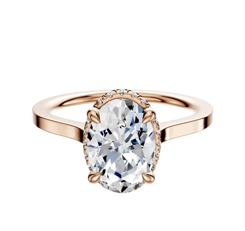 14K Rose Gold 4 Prong Collar Cathedral Flat 1.5mm Engagement Ring sold by Promise By Effy