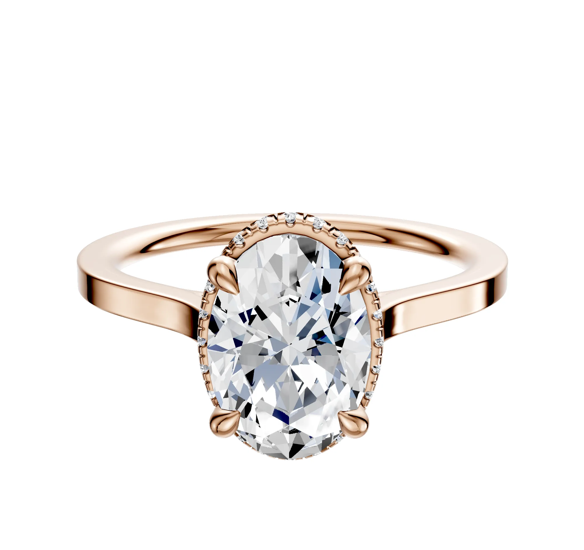 18K Rose Gold 4 Prong Collar Cathedral Flat 1.5mm Engagement Ring sold by Promise By Effy