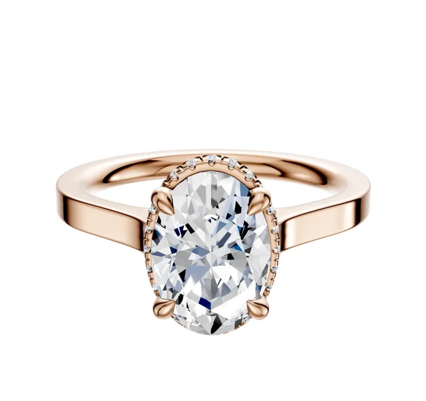 18K Rose Gold 4 Prong Collar Cathedral Flat 2.0mm Engagement Ring sold by Promise By Effy