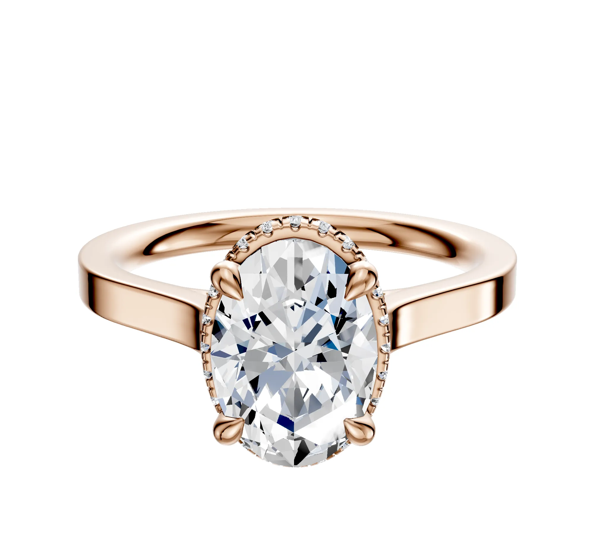 18K Rose Gold 4 Prong Collar Cathedral Flat 2.0mm Engagement Ring sold by Promise By Effy