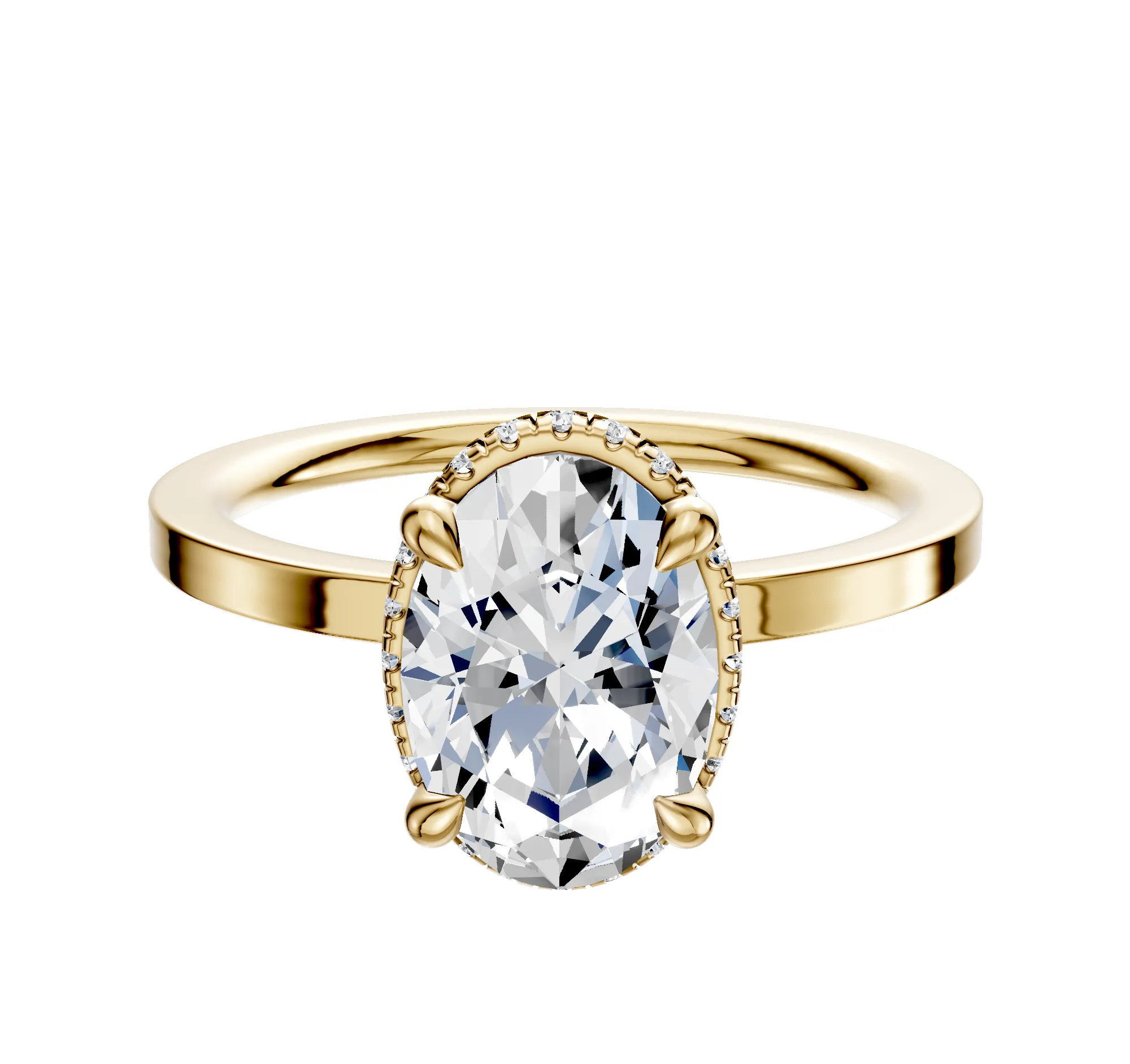 14K Yellow Gold 4 Prong Collar Classic Flat 1.5mm Engagement Ring sold by Promise By Effy