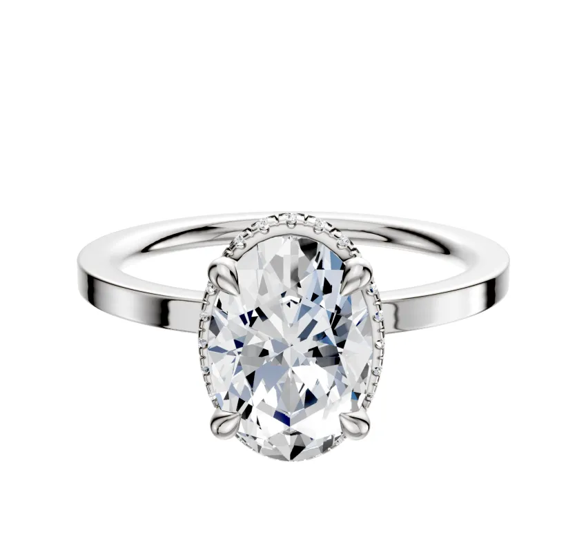 18K White Gold 4 Prong Collar Classic Flat 1.5mm Engagement Ring sold by Promise By Effy