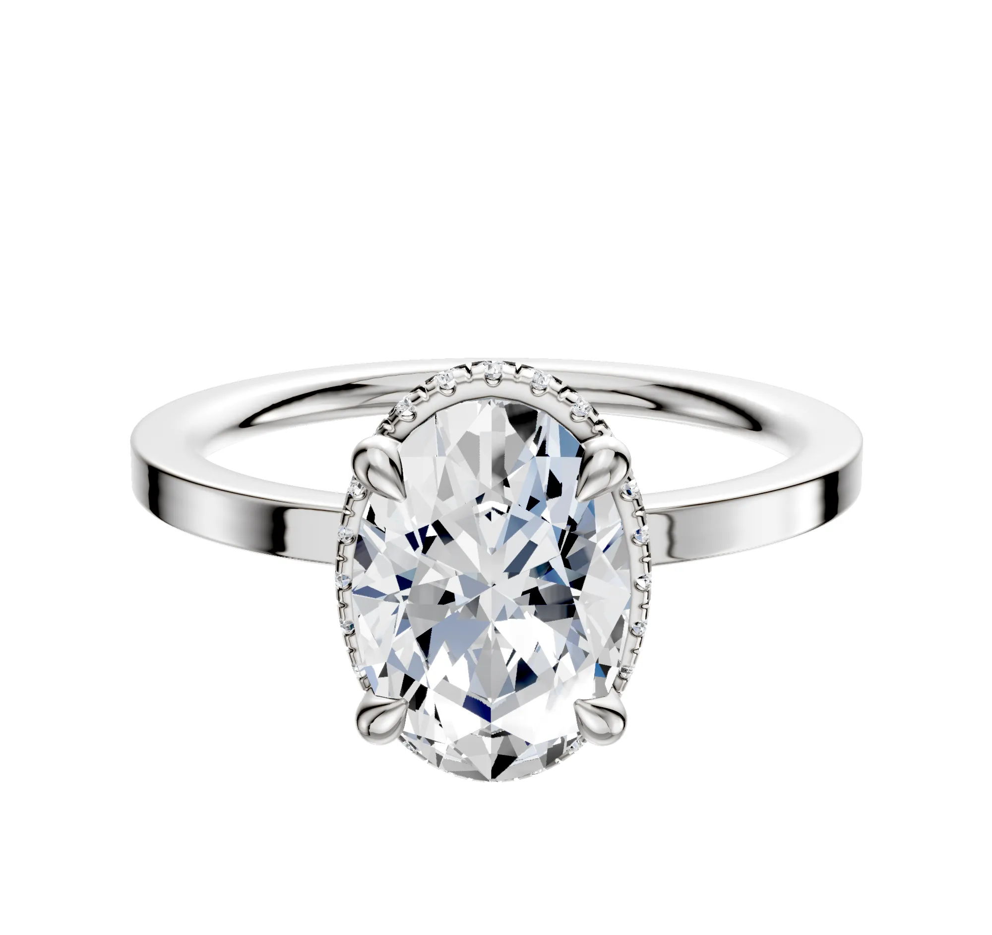 Platinum 4 Prong Collar Classic Flat 1.5mm Engagement Ring sold by Promise By Effy