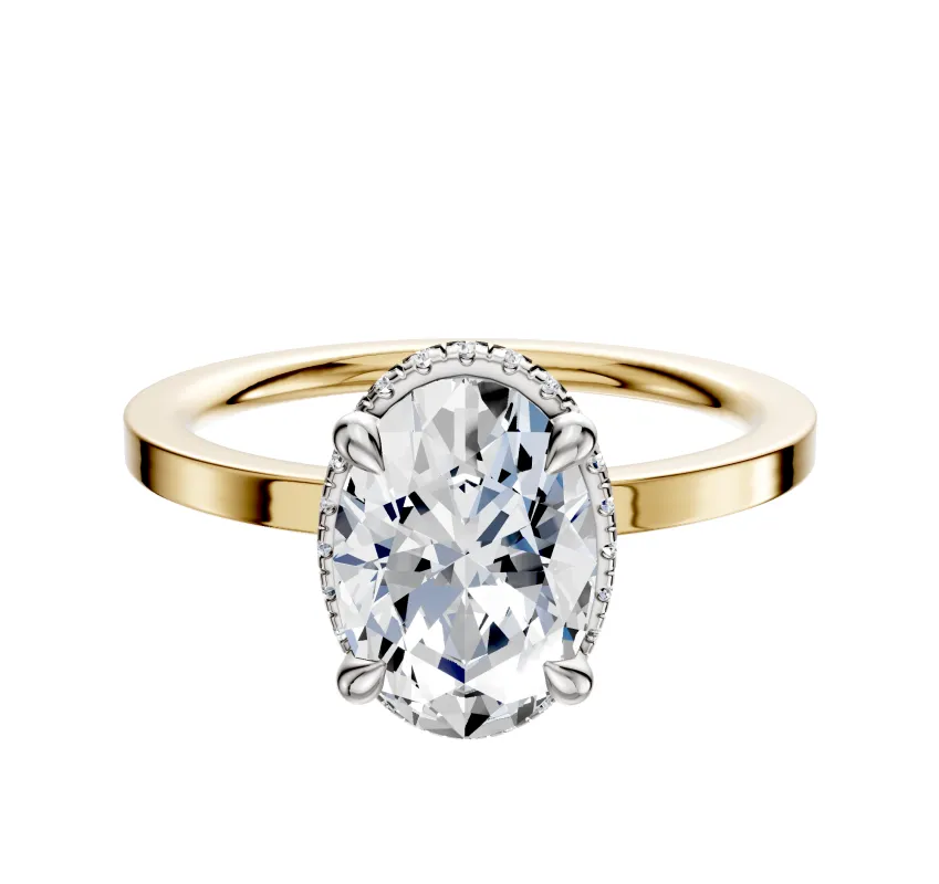 18K Two Tone 4 Prong Collar Classic Flat 1.5mm Engagement Ring sold by Promise By Effy