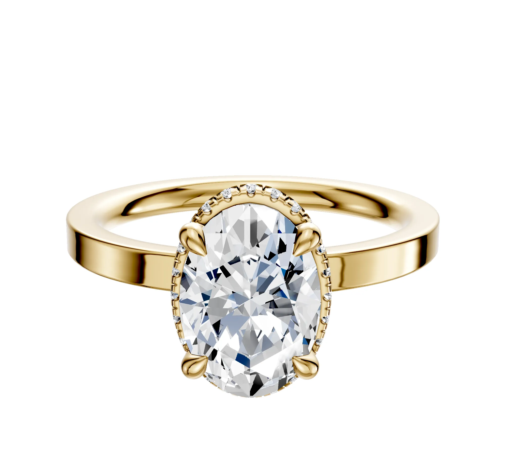 14K Yellow Gold 4 Prong Collar Classic Flat 2.0mm Engagement Ring sold by Promise By Effy