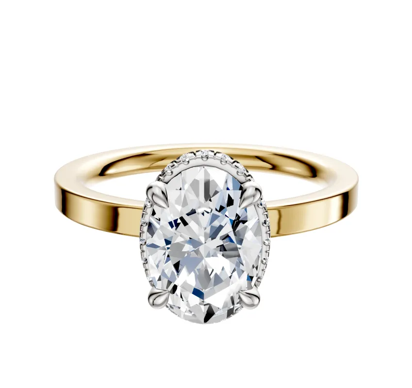 18K Two Tone 4 Prong Collar Classic Flat 2.0mm Engagement Ring sold by Promise By Effy