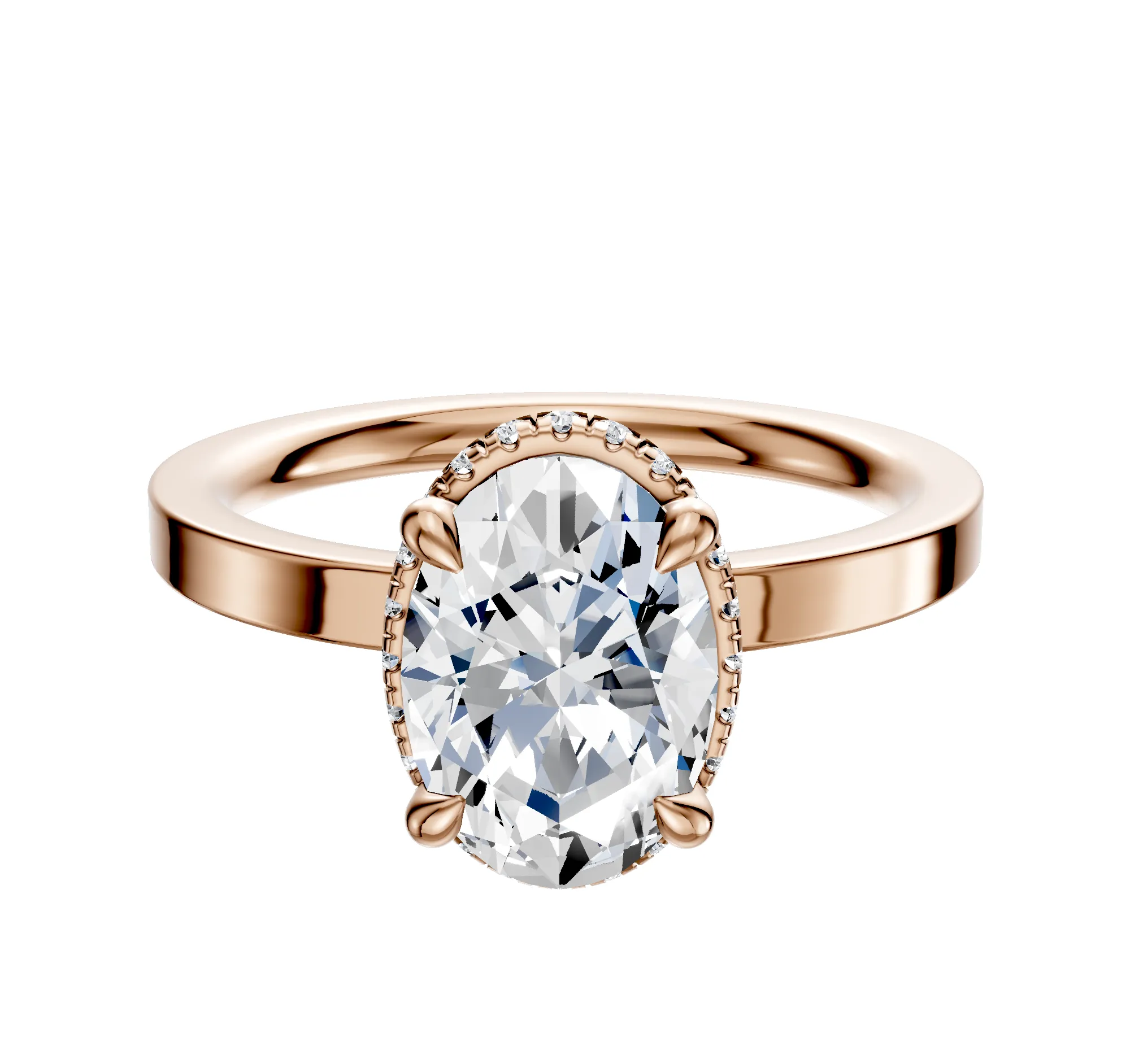 18K Rose Gold 4 Prong Collar Classic Flat 2.0mm Engagement Ring sold by Promise By Effy