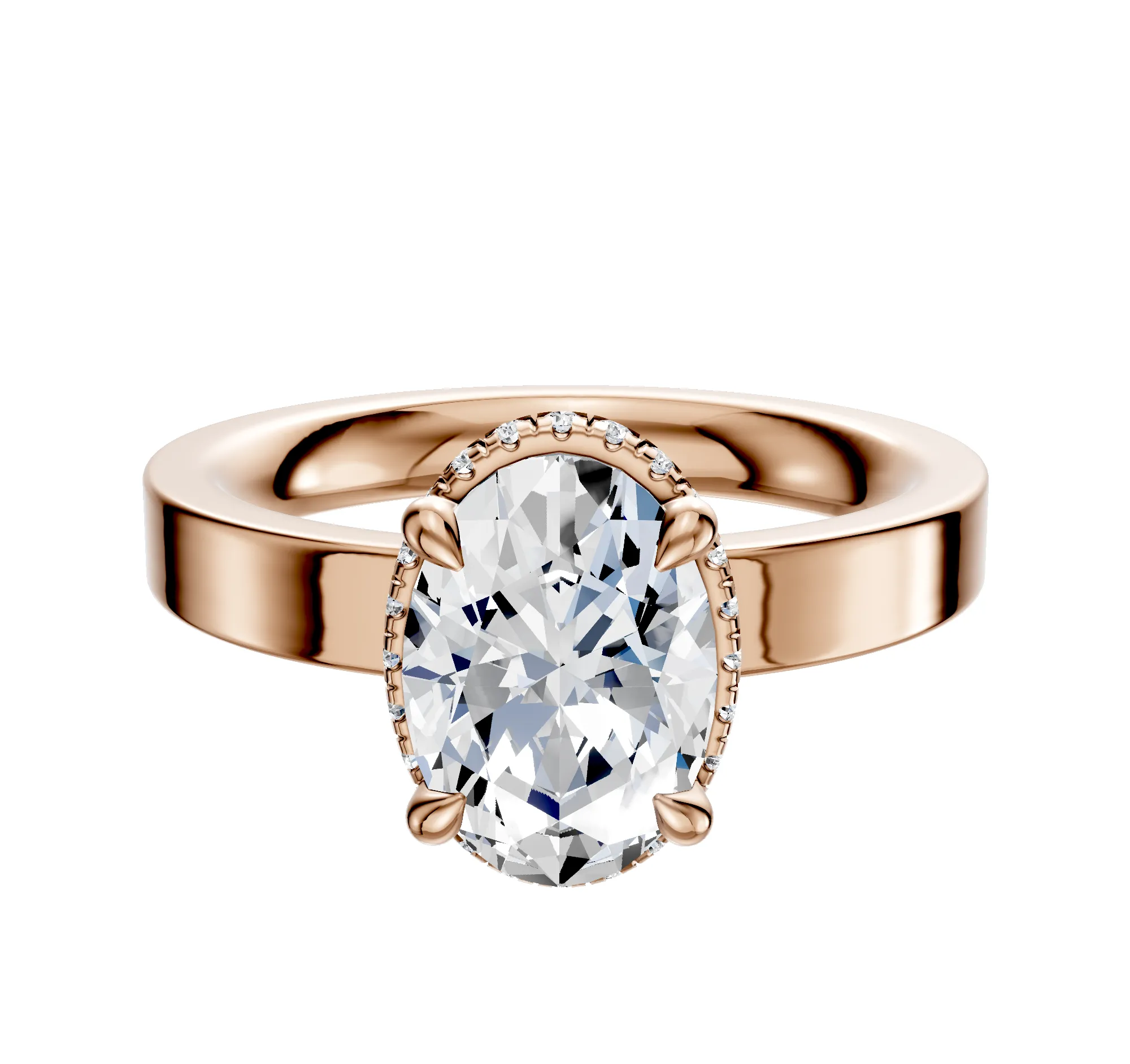 14K Rose Gold 4 Prong Collar Classic Flat 3.0mm Engagement Ring sold by Promise By Effy