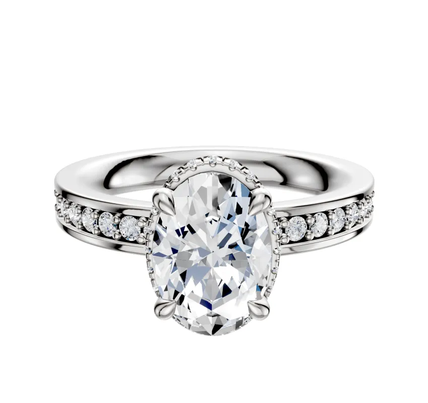 18K White Gold 4 Prong Collar Classic Flat 1-Row-Pave 2.5mm Engagement Ring sold by Promise By Effy