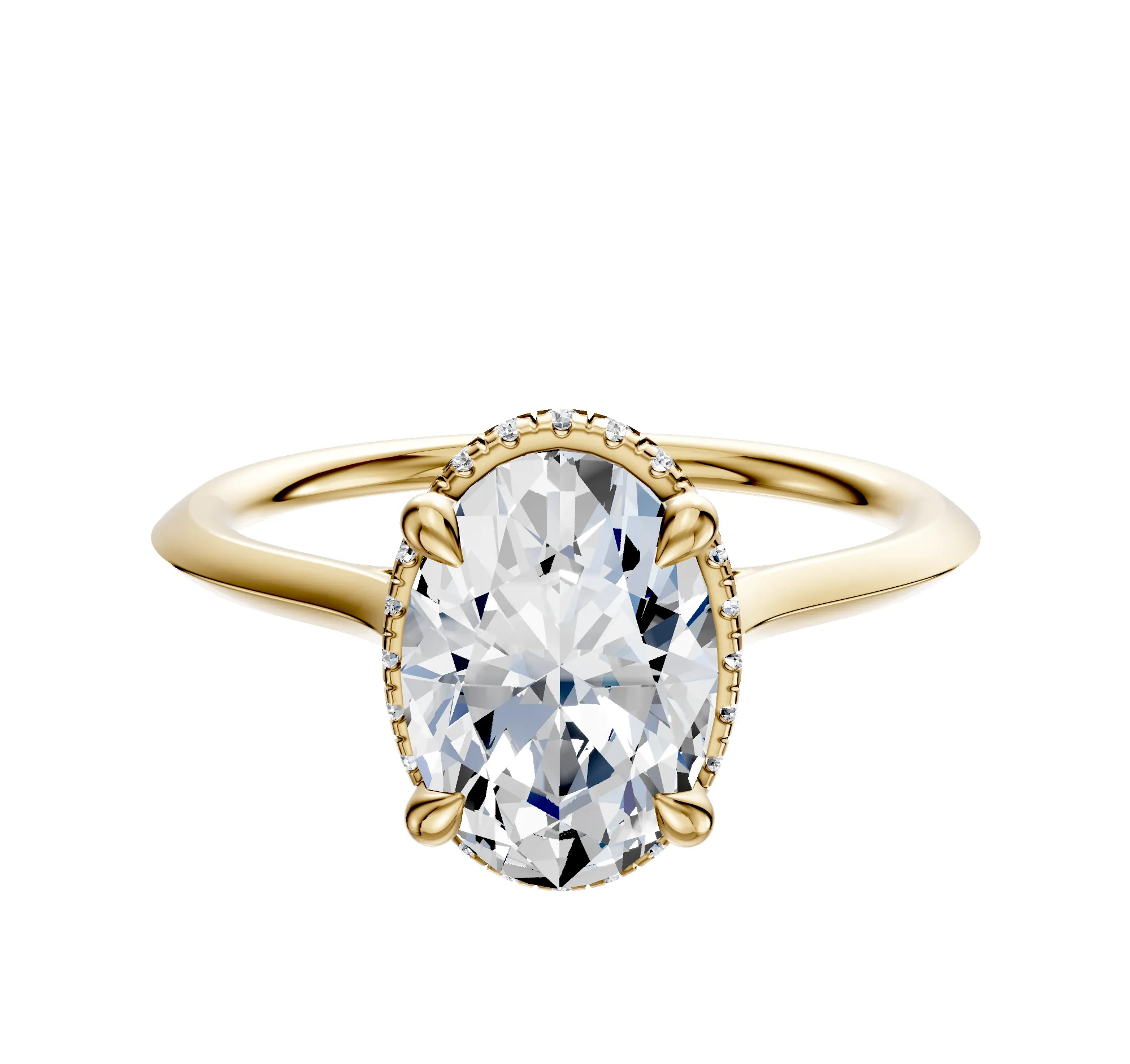 14K Yellow Gold 4 Prong Collar Cathedral Knife Edge 1.5mm Engagement Ring sold by Promise By Effy