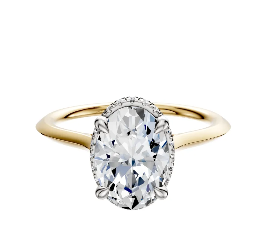 14K Two Tone 4 Prong Collar Cathedral Knife Edge 1.5mm Engagement Ring sold by Promise By Effy