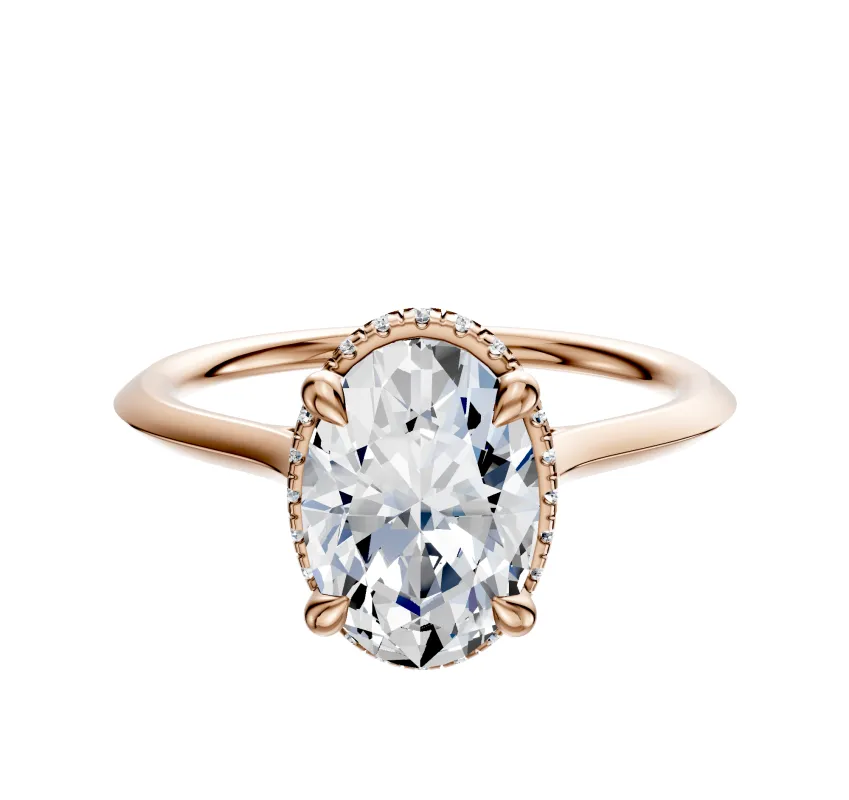 14K Rose Gold 4 Prong Collar Cathedral Knife Edge 1.5mm Engagement Ring sold by Promise By Effy