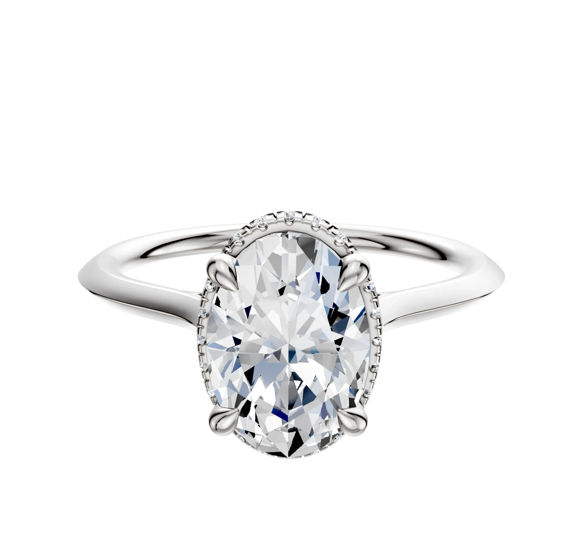 18K White Gold 4 Prong Collar Cathedral Knife Edge 1.5mm Engagement Ring sold by Promise By Effy