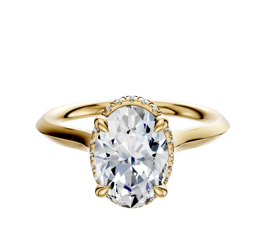 14K Yellow Gold 4 Prong Collar Cathedral Knife Edge 2.0mm Engagement Ring sold by Promise By Effy