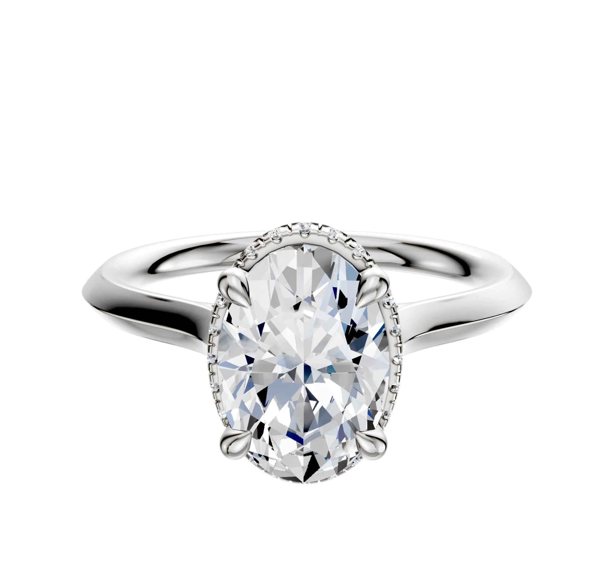 14K White Gold 4 Prong Collar Cathedral Knife Edge 2.0mm Engagement Ring sold by Promise By Effy