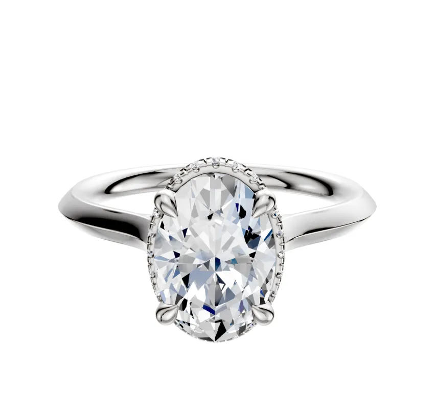 18K White Gold 4 Prong Collar Cathedral Knife Edge 2.0mm Engagement Ring sold by Promise By Effy