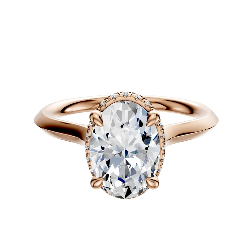 18K Rose Gold 4 Prong Collar Cathedral Knife Edge 2.0mm Engagement Ring sold by Promise By Effy