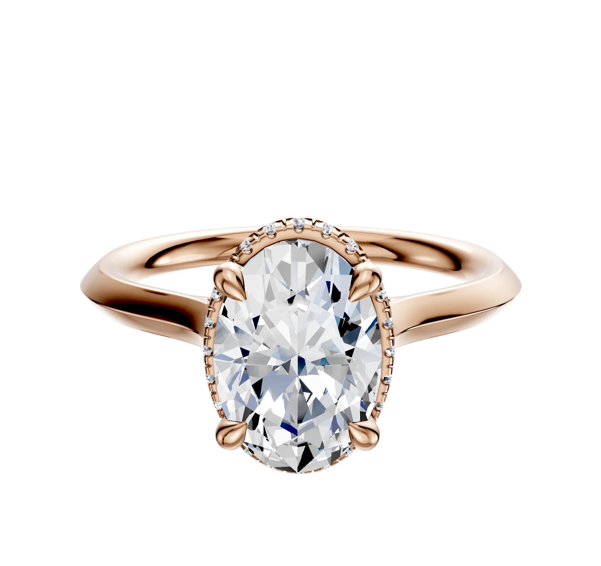 18K Rose Gold 4 Prong Collar Cathedral Knife Edge 2.0mm Engagement Ring sold by Promise By Effy