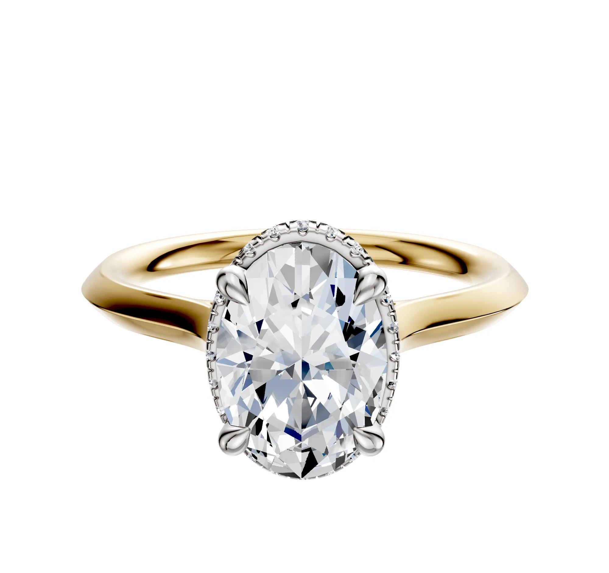 18K Two Tone 4 Prong Collar Cathedral Knife Edge 2.0mm Engagement Ring sold by Promise By Effy