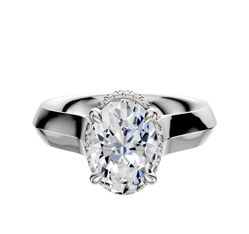 14K White Gold 4 Prong Collar Cathedral Knife Edge 4.0mm Engagement Ring sold by Promise By Effy