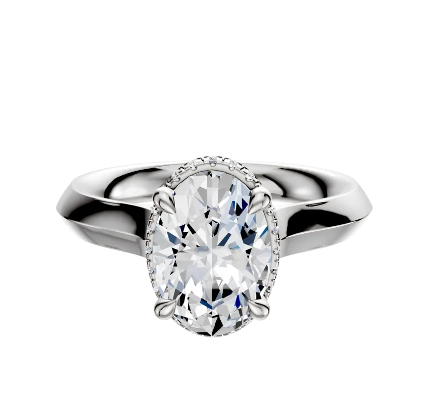 Platinum 4 Prong Collar Cathedral Knife Edge 3.0mm Engagement Ring made by Promise By Effy