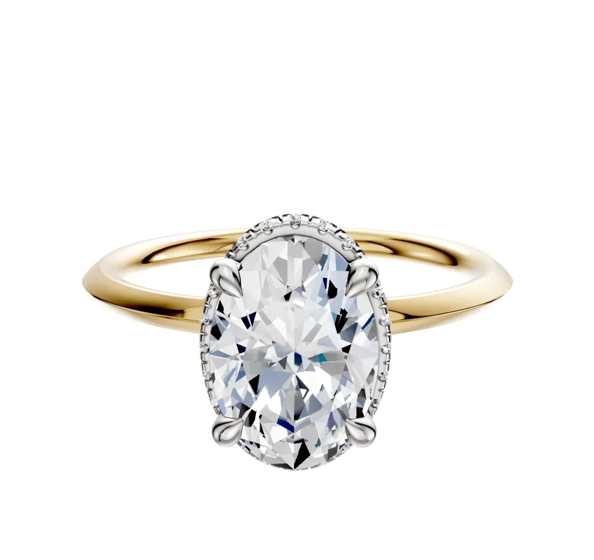 18K Two Tone 4 Prong Collar Classic Knife Edge 1.5mm Engagement Ring sold by Promise By Effy