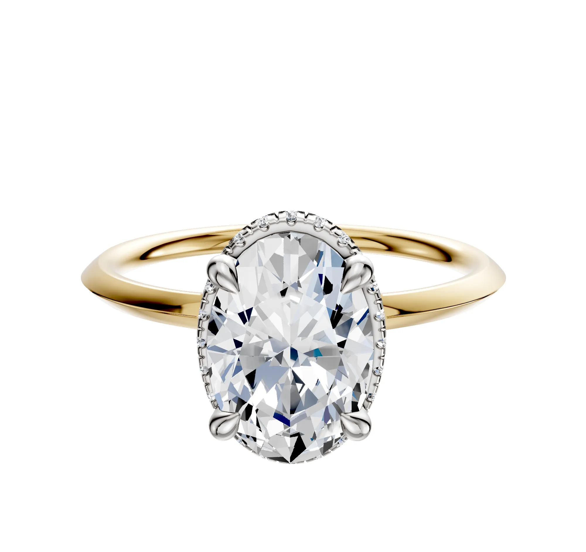 18K Two Tone 4 Prong Collar Classic Knife Edge 1.5mm Engagement Ring sold by Promise By Effy