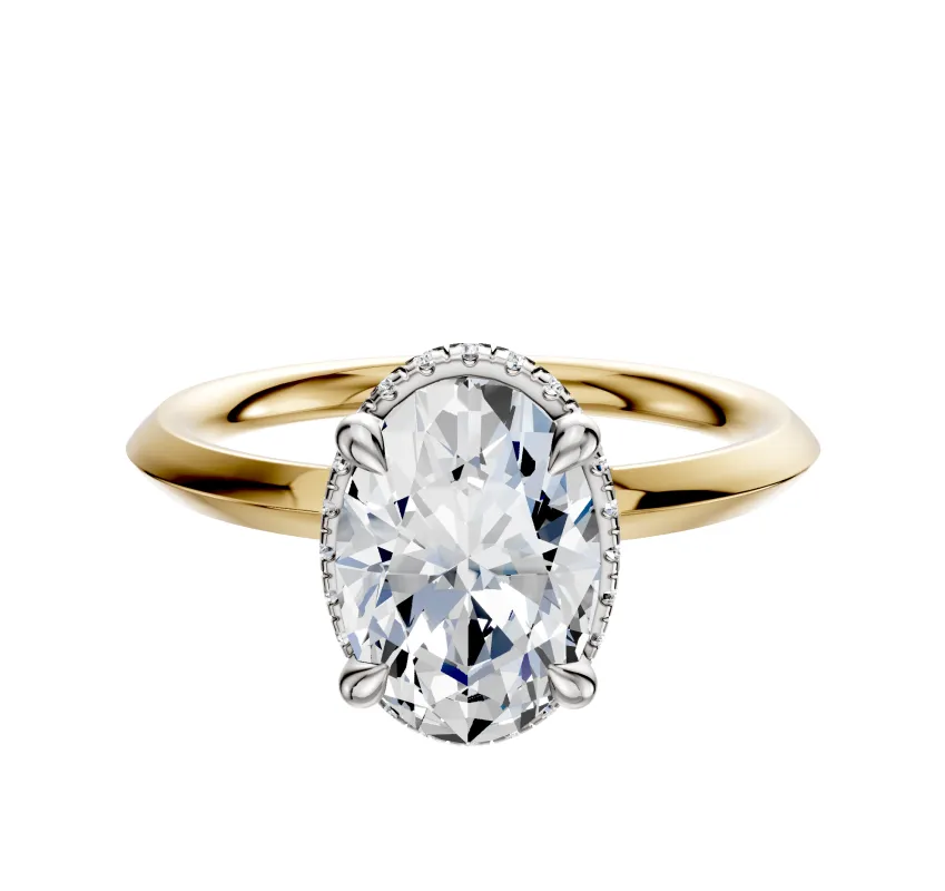 14K Two Tone 4 Prong Collar Classic Knife Edge 2.0mm Engagement Ring sold by Promise By Effy