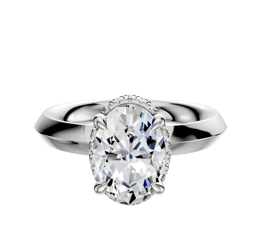 14K White Gold 4 Prong Collar Classic Knife Edge 3.0mm Engagement Ring sold by Promise By Effy