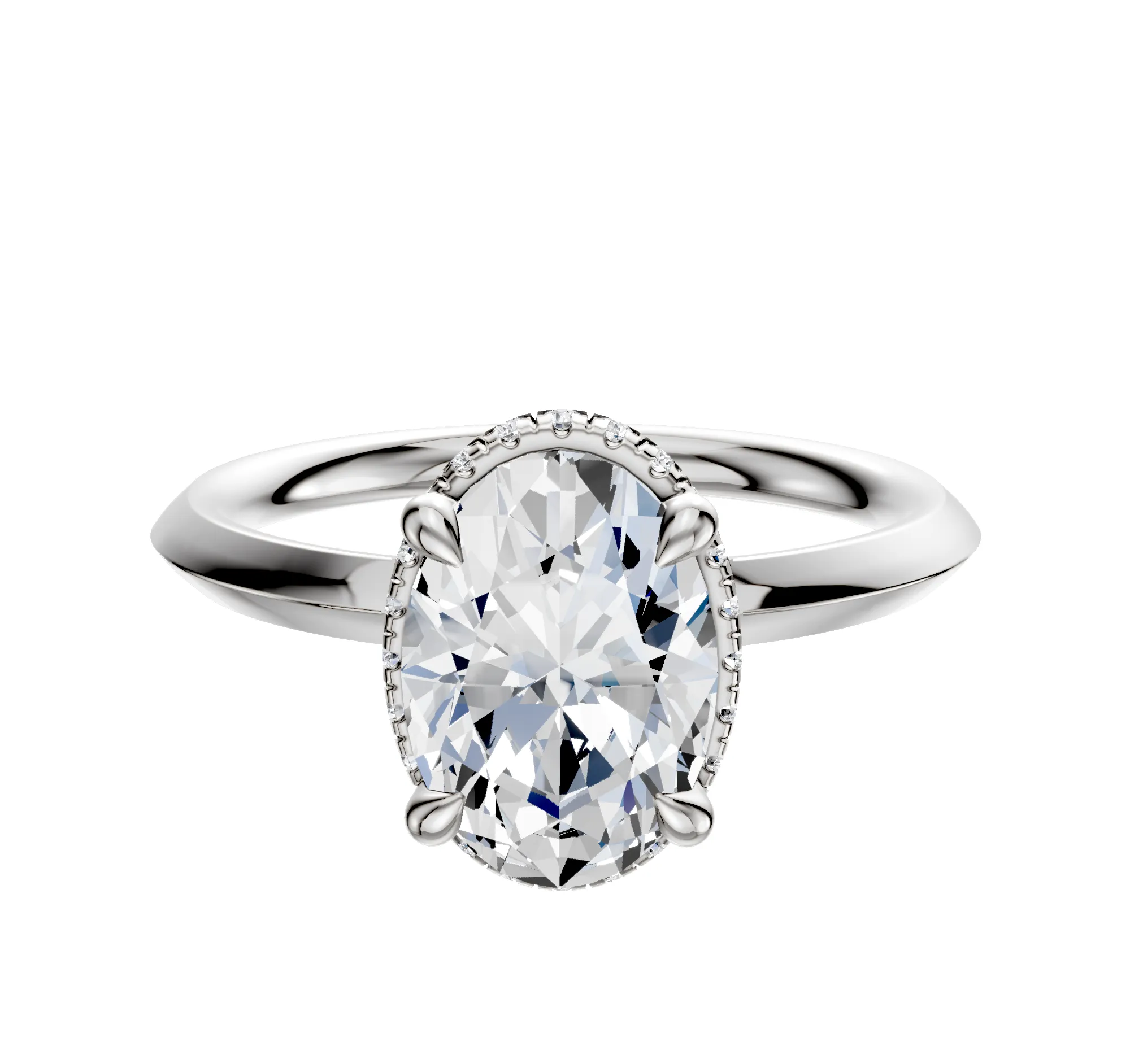 Platinum 4 Prong Collar Classic Knife Edge 2.0mm Engagement Ring sold by Promise By Effy