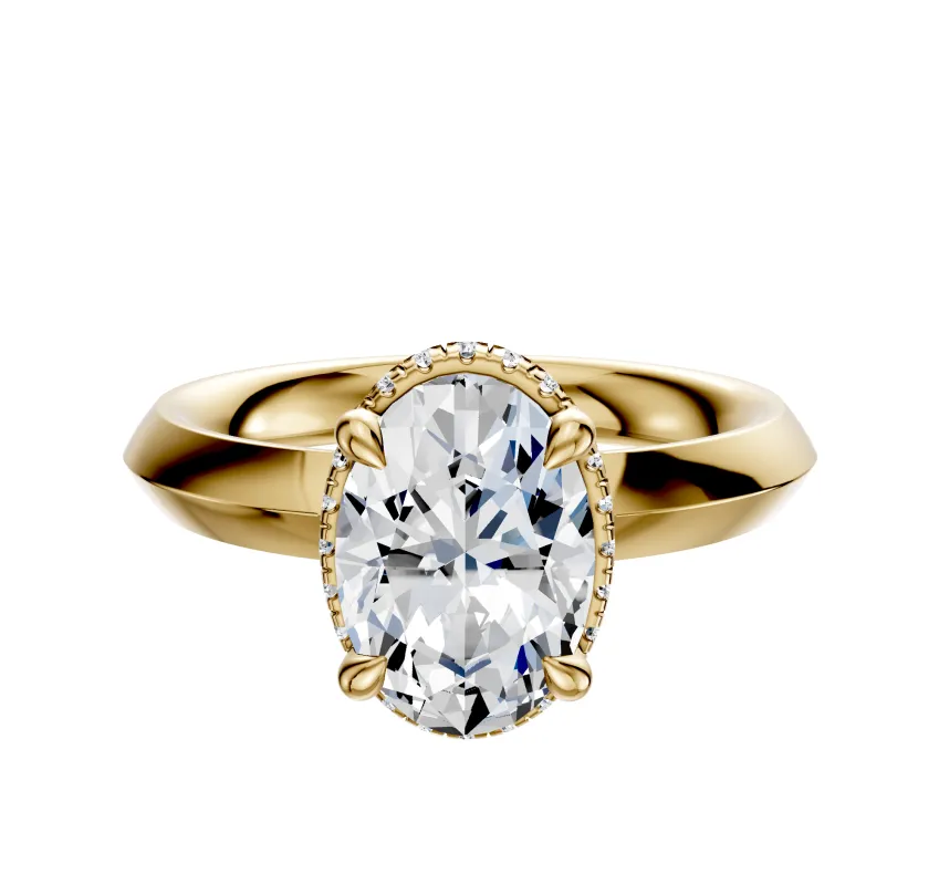 18K Yellow Gold 4 Prong Collar Classic Knife Edge 3.0mm Engagement Ring sold by Promise By Effy