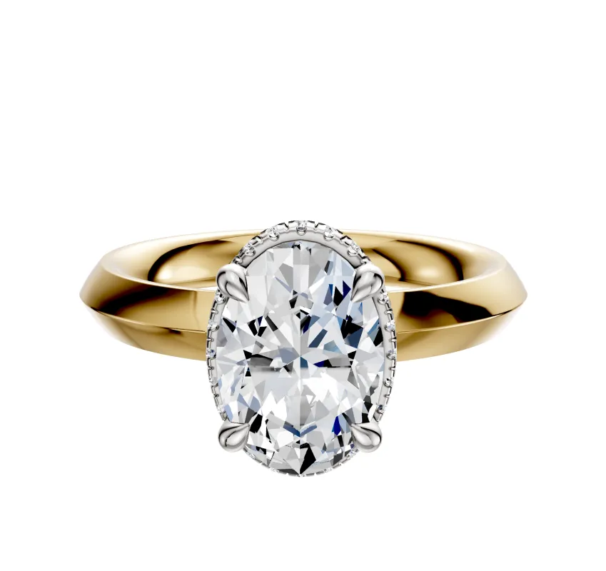 18K Two Tone 4 Prong Collar Classic Knife Edge 3.0mm Engagement Ring sold by Promise By Effy