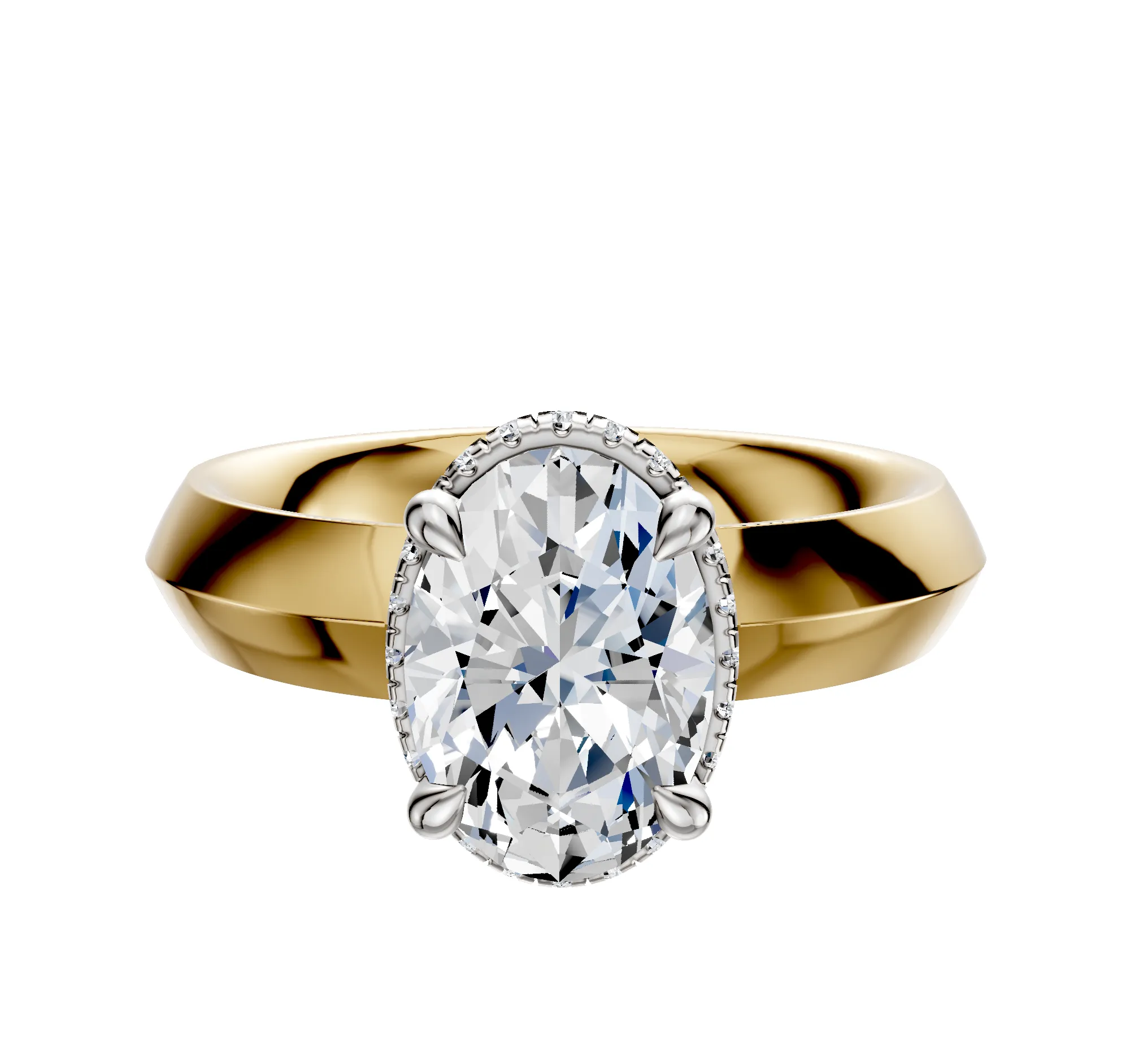 14K Two Tone 4 Prong Collar Classic Knife Edge 4.0mm Engagement Ring sold by Promise By Effy